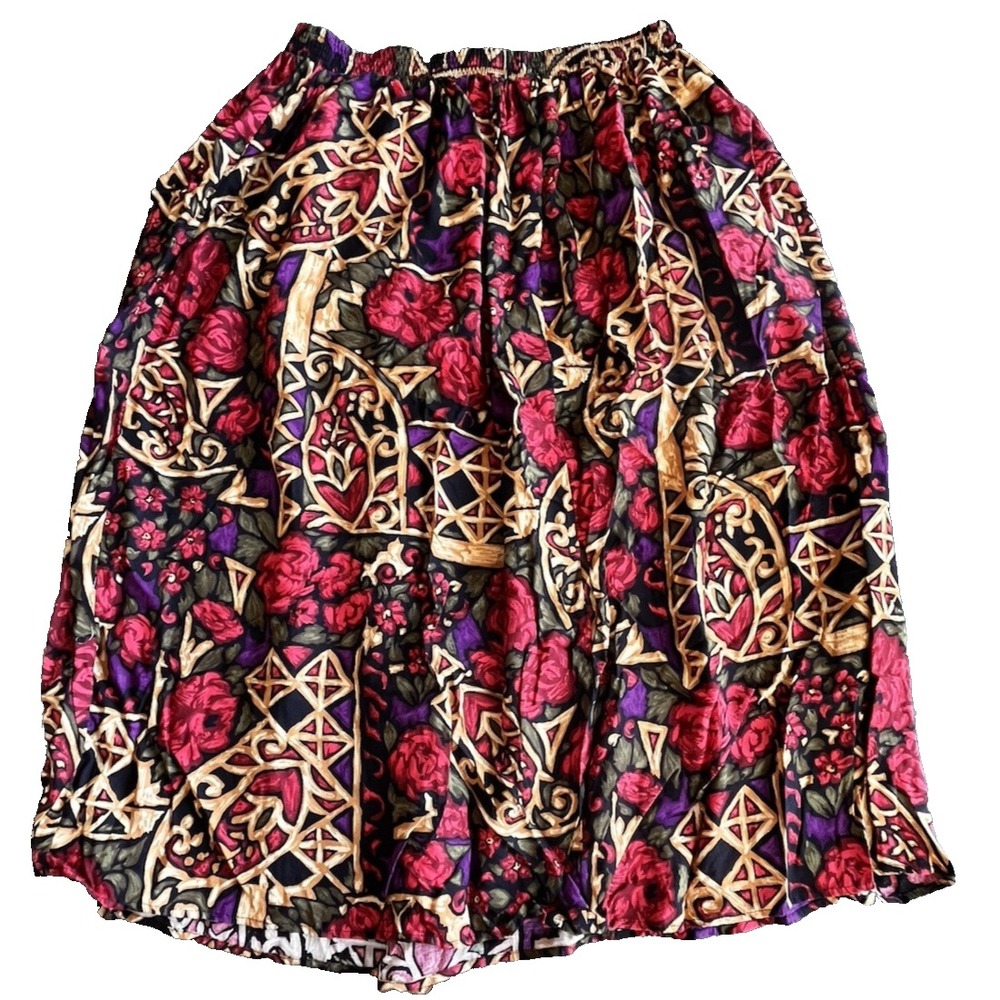 Vtg Knit Skirt Elastic Waist Sz 20W Donna Marie Bohemian Geometric Print NWT F11